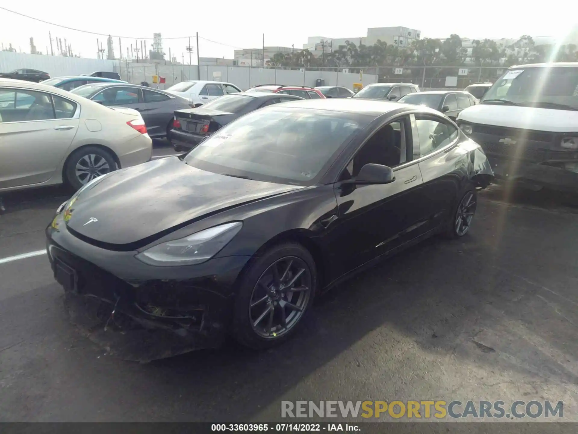 2 Photograph of a damaged car 5YJ3E1EB4NF127860 TESLA MODEL 3 2022