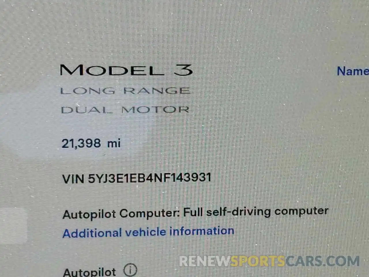 8 Фотография поврежденного автомобиля 5YJ3E1EB4NF143931 TESLA MODEL 3 2022