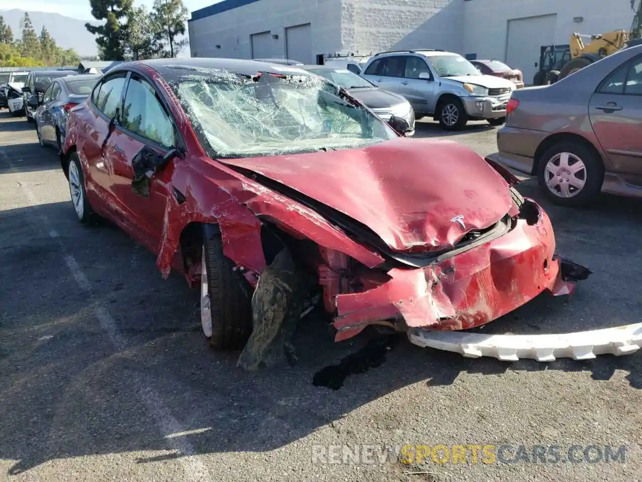 1 Photograph of a damaged car 5YJ3E1EB4NF145002 TESLA MODEL 3 2022