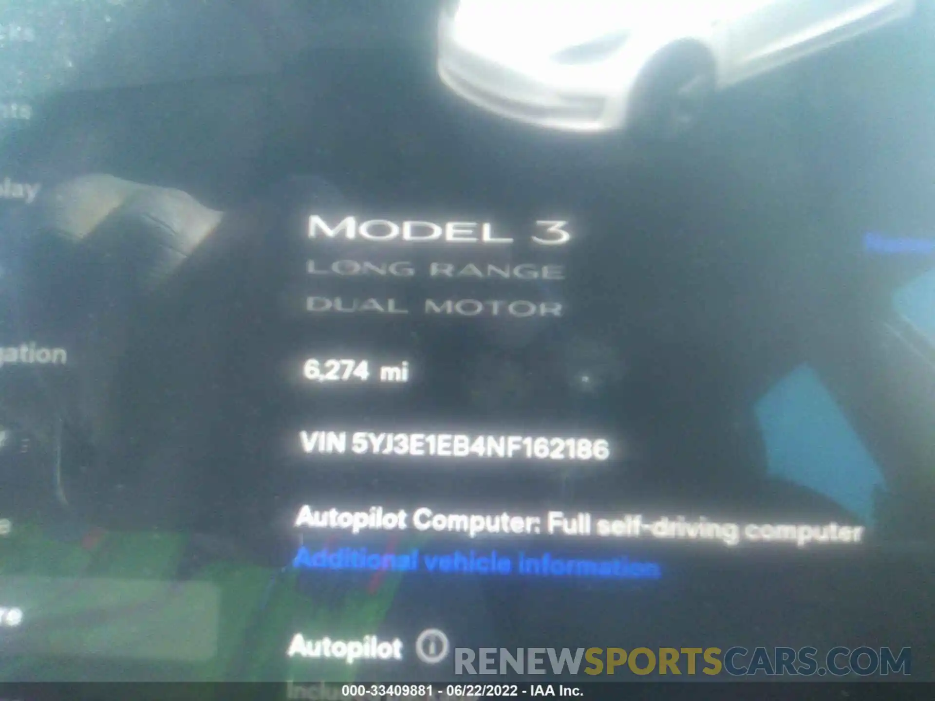 7 Photograph of a damaged car 5YJ3E1EB4NF162186 TESLA MODEL 3 2022