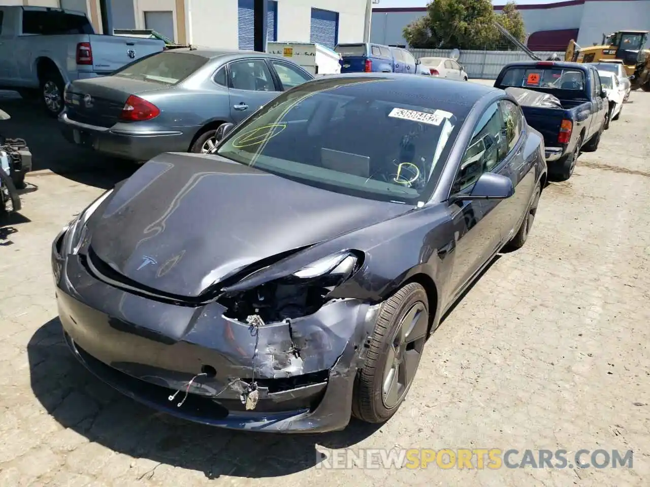 2 Photograph of a damaged car 5YJ3E1EB4NF189727 TESLA MODEL 3 2022