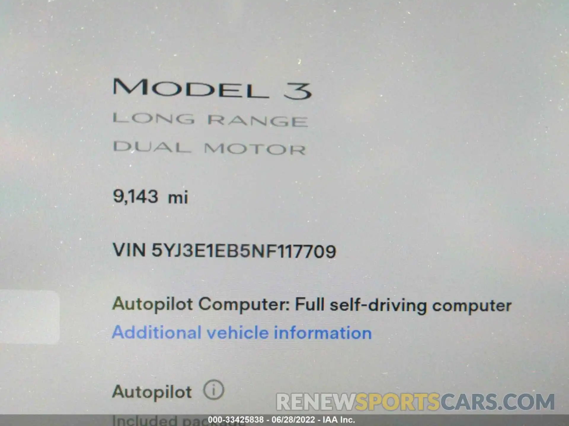 7 Photograph of a damaged car 5YJ3E1EB5NF117709 TESLA MODEL 3 2022