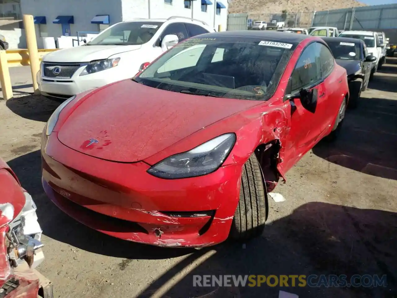 2 Photograph of a damaged car 5YJ3E1EB5NF120836 TESLA MODEL 3 2022