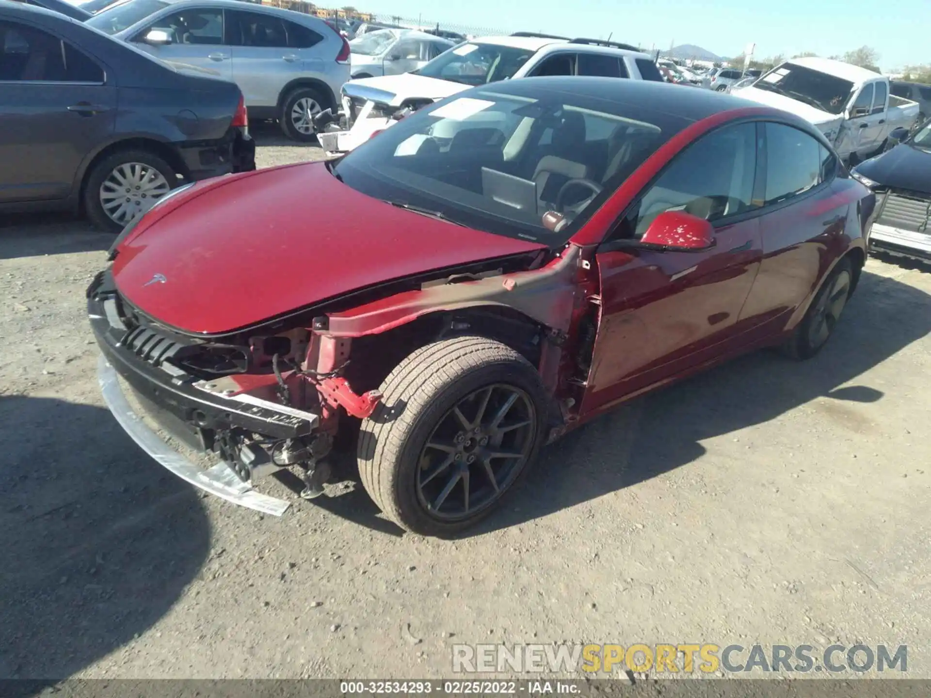 2 Photograph of a damaged car 5YJ3E1EB5NF137233 TESLA MODEL 3 2022