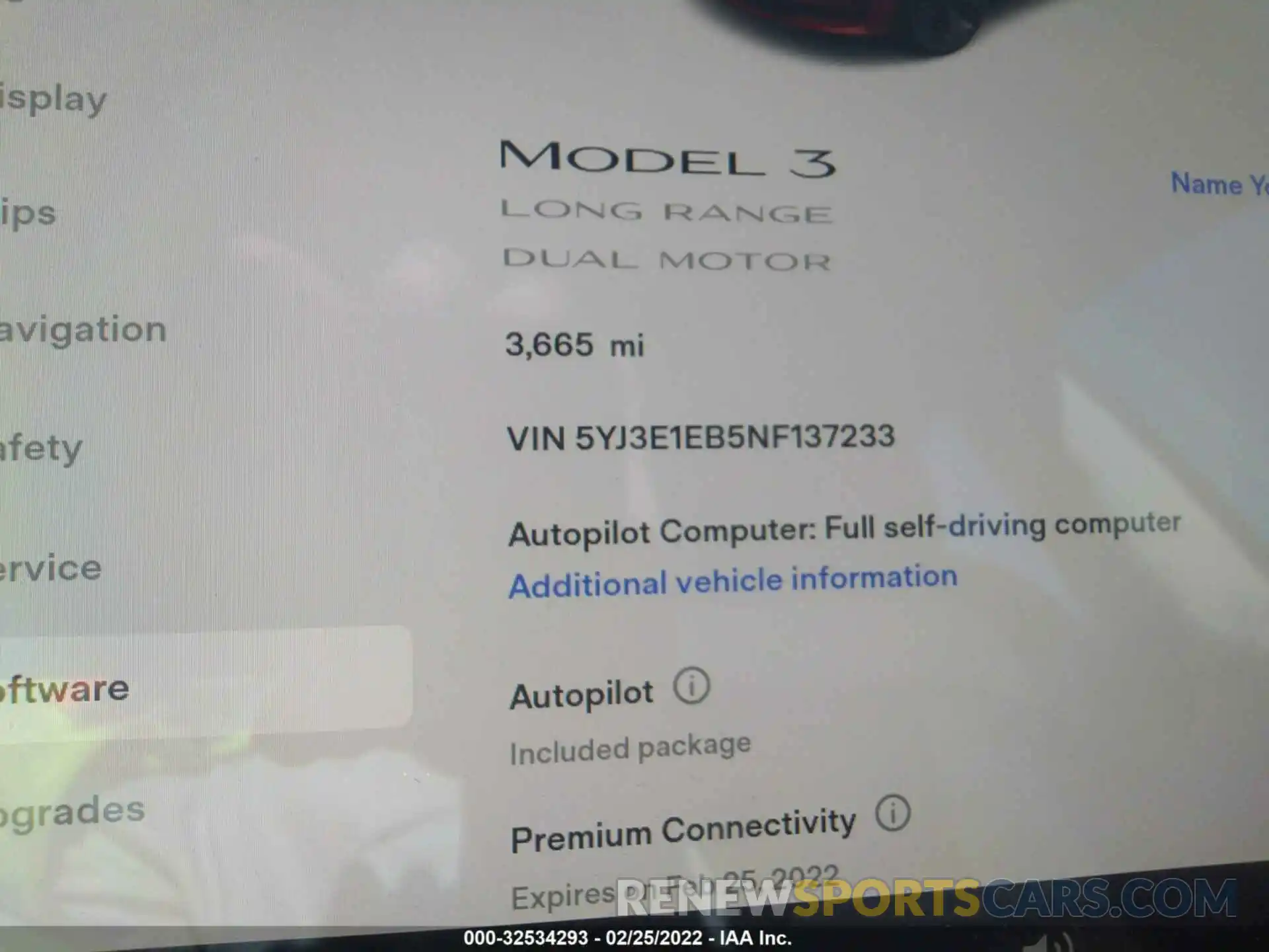 7 Photograph of a damaged car 5YJ3E1EB5NF137233 TESLA MODEL 3 2022