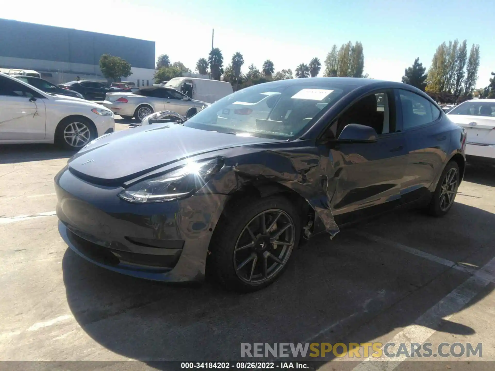 2 Photograph of a damaged car 5YJ3E1EB5NF173410 TESLA MODEL 3 2022