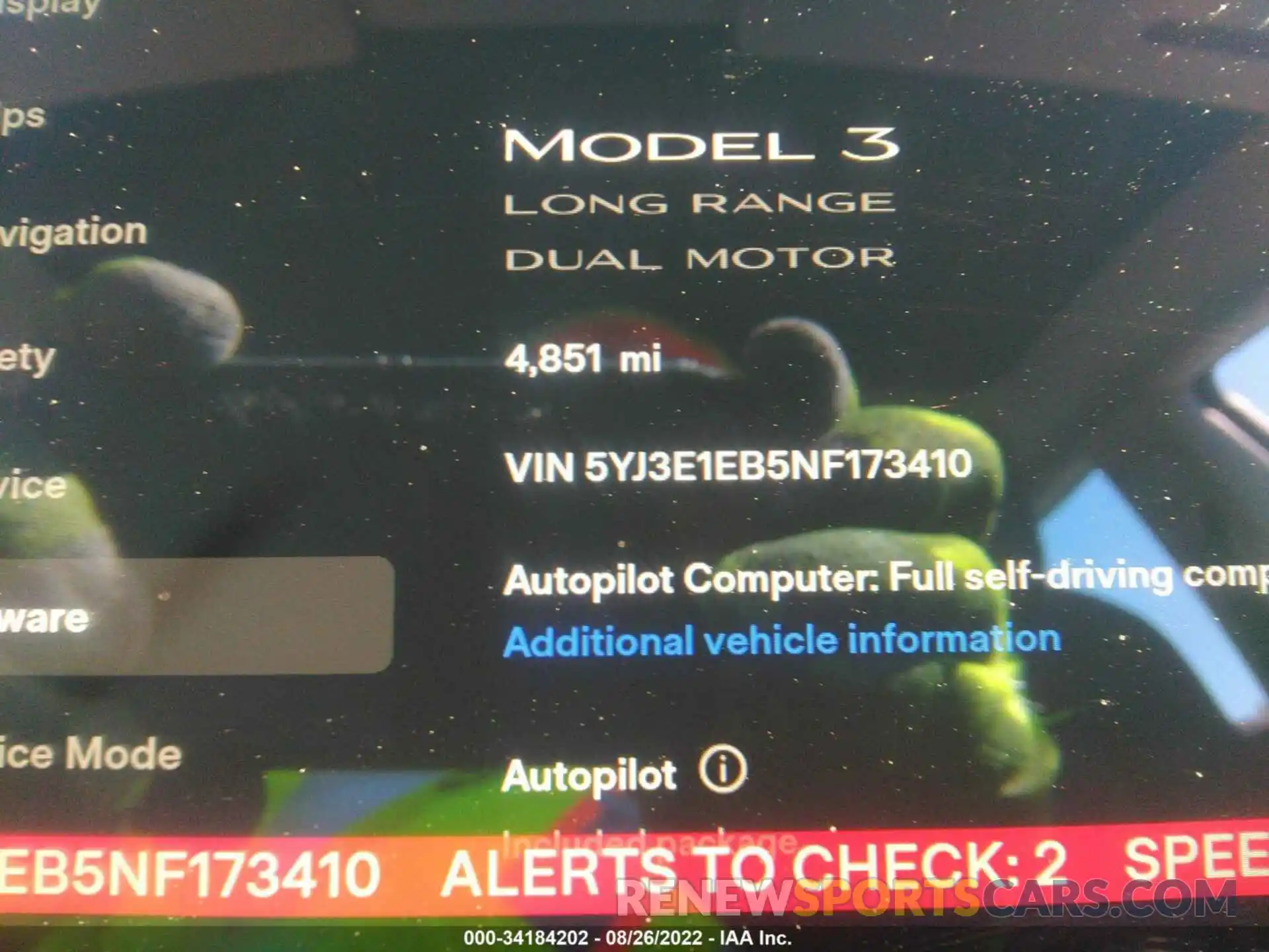 7 Photograph of a damaged car 5YJ3E1EB5NF173410 TESLA MODEL 3 2022