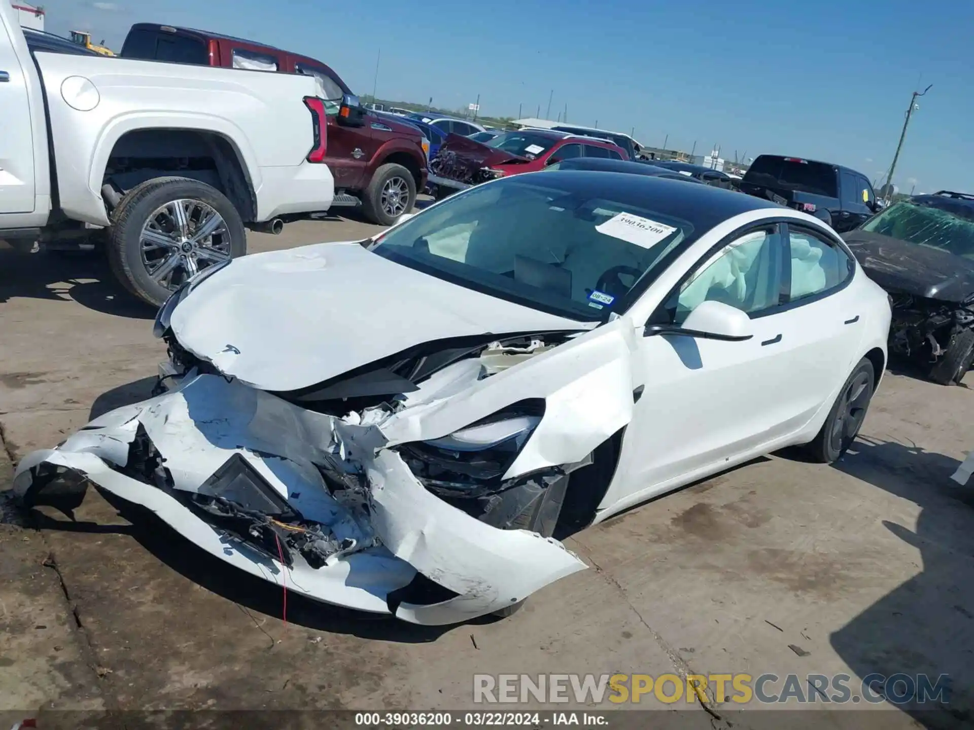 2 Photograph of a damaged car 5YJ3E1EB5NF342700 TESLA MODEL 3 2022