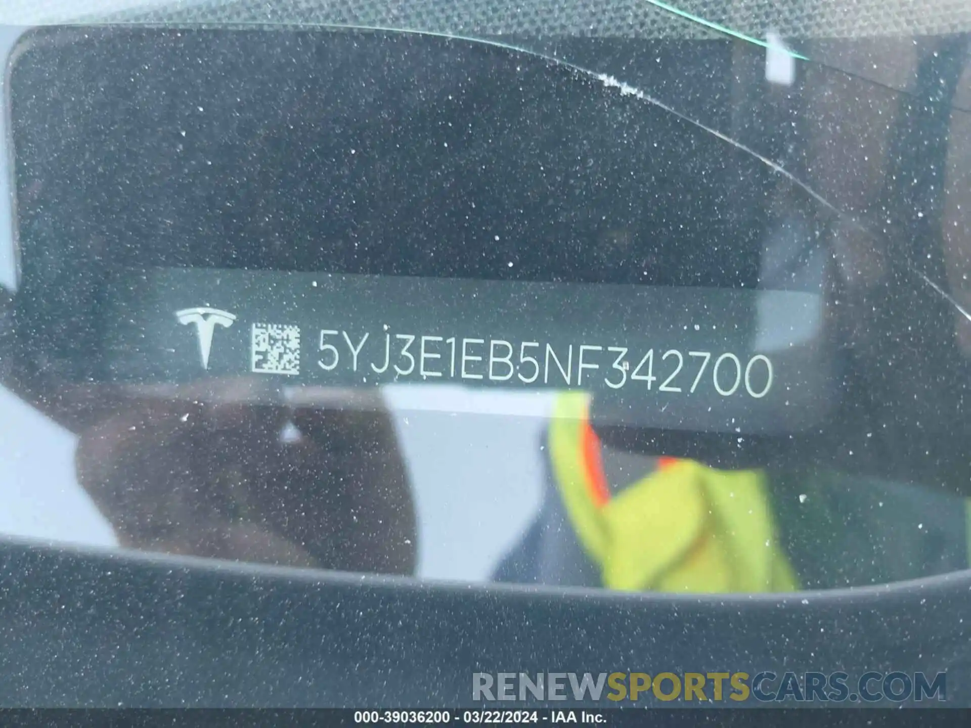 9 Photograph of a damaged car 5YJ3E1EB5NF342700 TESLA MODEL 3 2022