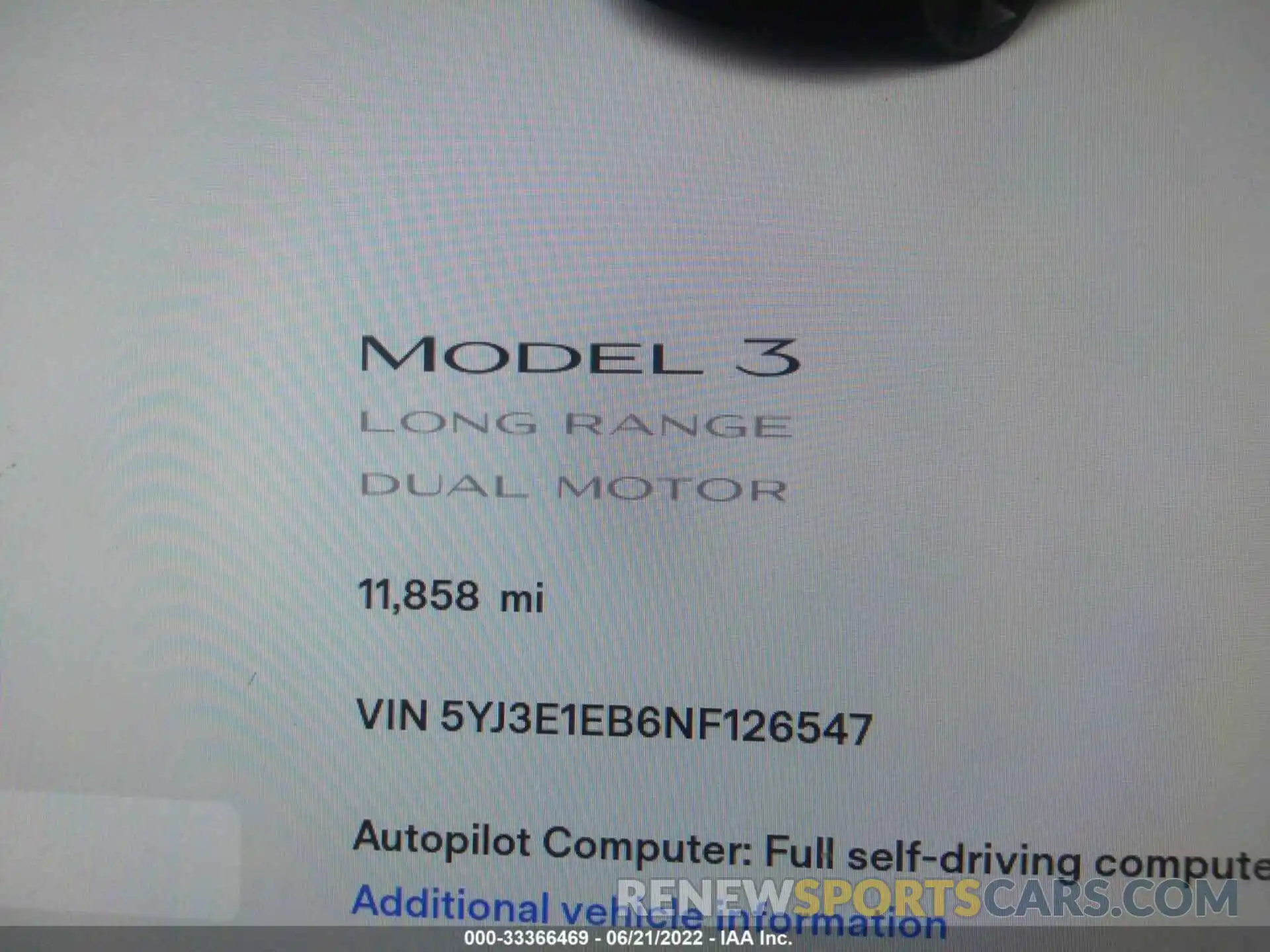 7 Фотография поврежденного автомобиля 5YJ3E1EB6NF126547 TESLA MODEL 3 2022