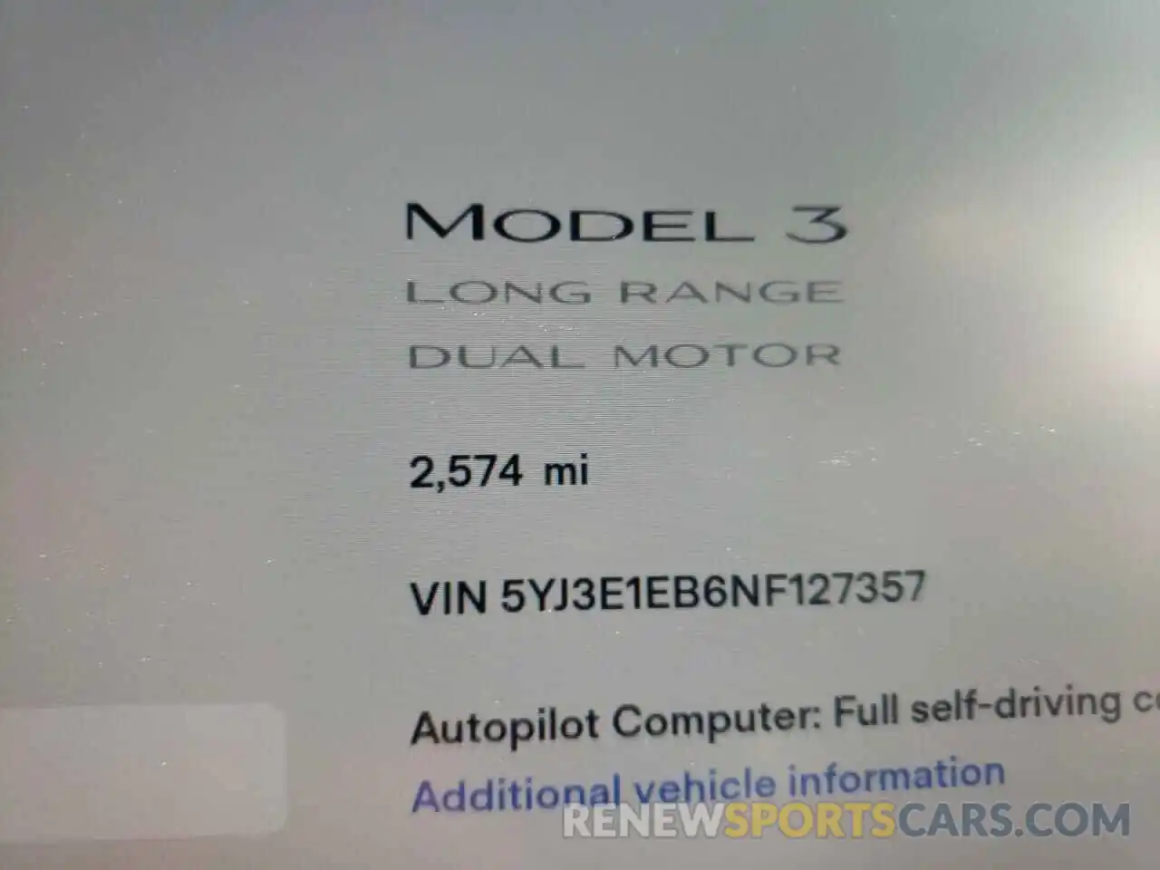 8 Фотография поврежденного автомобиля 5YJ3E1EB6NF127357 TESLA MODEL 3 2022