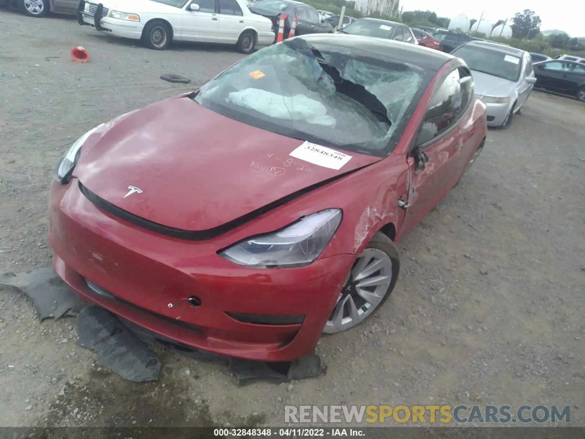 2 Photograph of a damaged car 5YJ3E1EB6NF135992 TESLA MODEL 3 2022