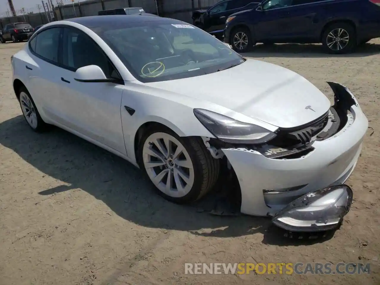 1 Photograph of a damaged car 5YJ3E1EB6NF145373 TESLA MODEL 3 2022