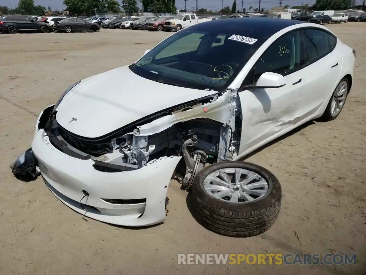 2 Photograph of a damaged car 5YJ3E1EB6NF145373 TESLA MODEL 3 2022