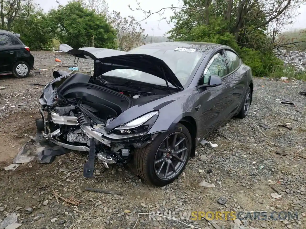 2 Photograph of a damaged car 5YJ3E1EB6NF155062 TESLA MODEL 3 2022