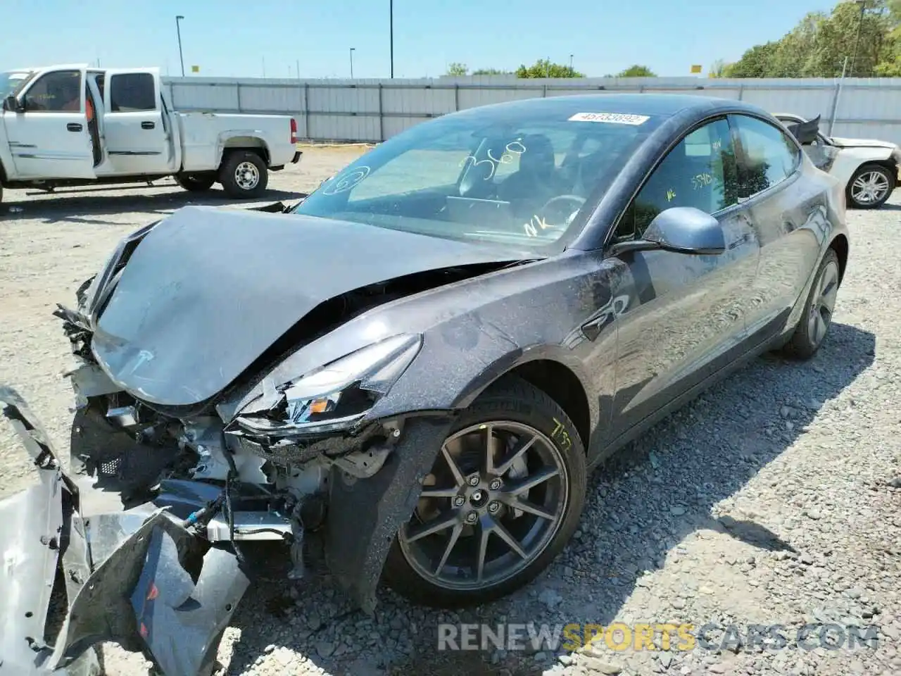 2 Photograph of a damaged car 5YJ3E1EB6NF167146 TESLA MODEL 3 2022