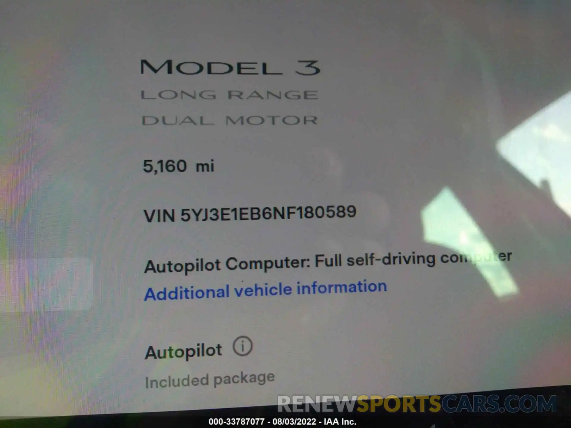 9 Photograph of a damaged car 5YJ3E1EB6NF180589 TESLA MODEL 3 2022