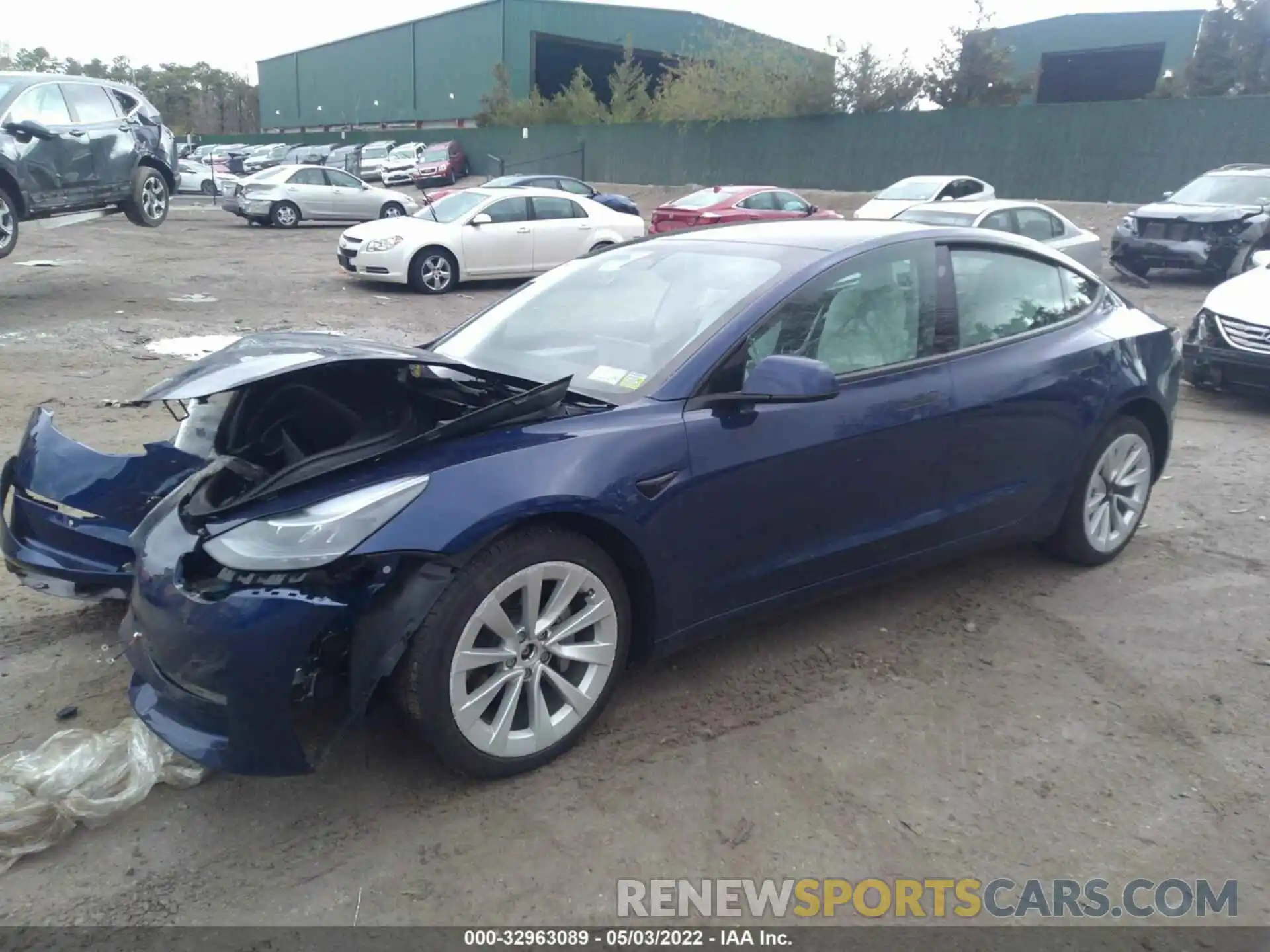 2 Photograph of a damaged car 5YJ3E1EB6NF196002 TESLA MODEL 3 2022