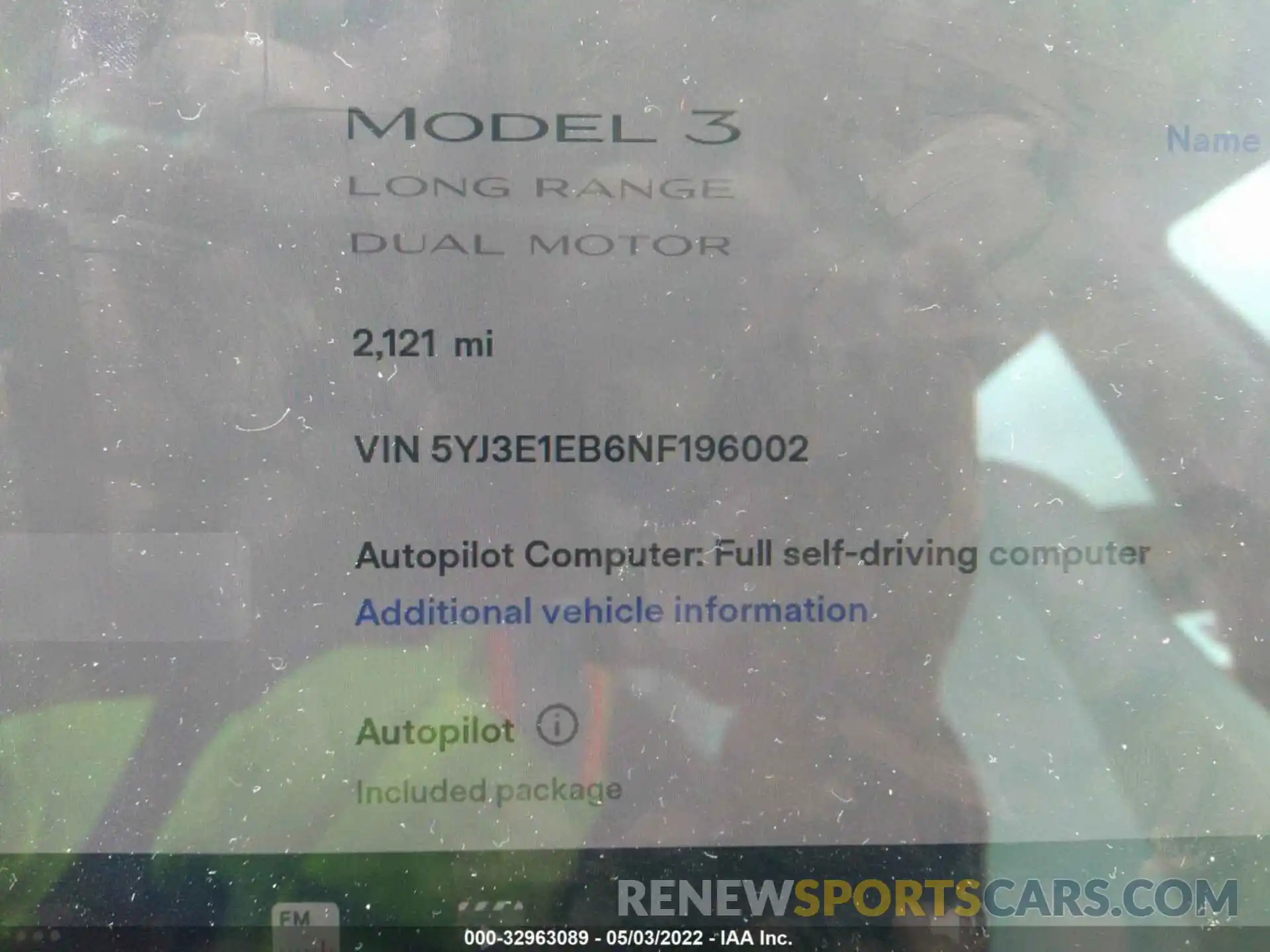 7 Photograph of a damaged car 5YJ3E1EB6NF196002 TESLA MODEL 3 2022