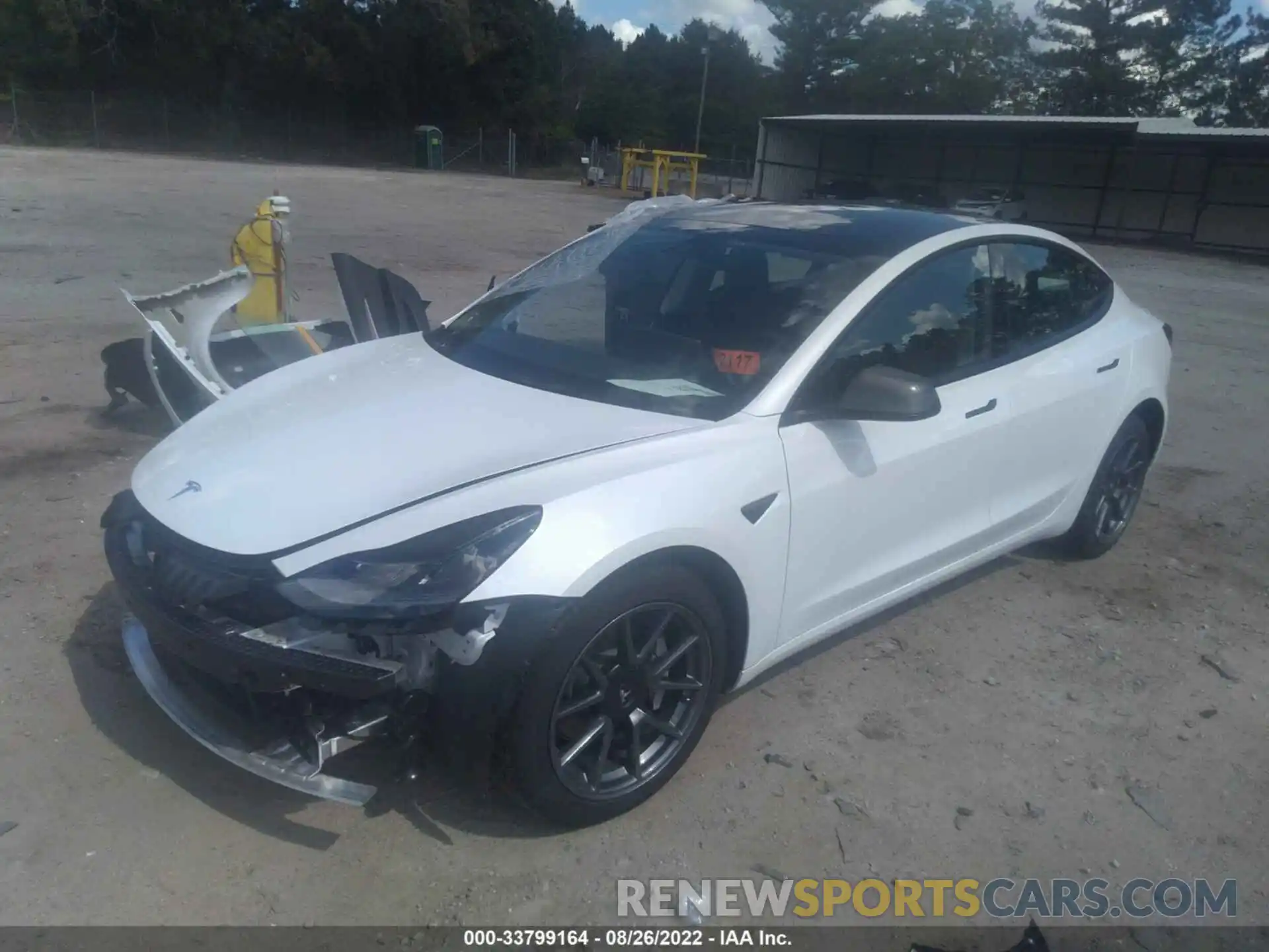 2 Photograph of a damaged car 5YJ3E1EB7NF107389 TESLA MODEL 3 2022