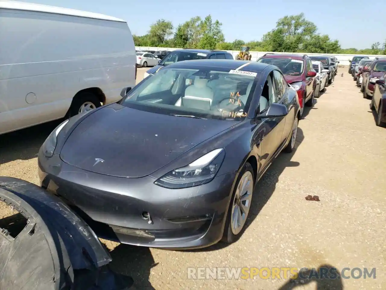 2 Photograph of a damaged car 5YJ3E1EB7NF111202 TESLA MODEL 3 2022