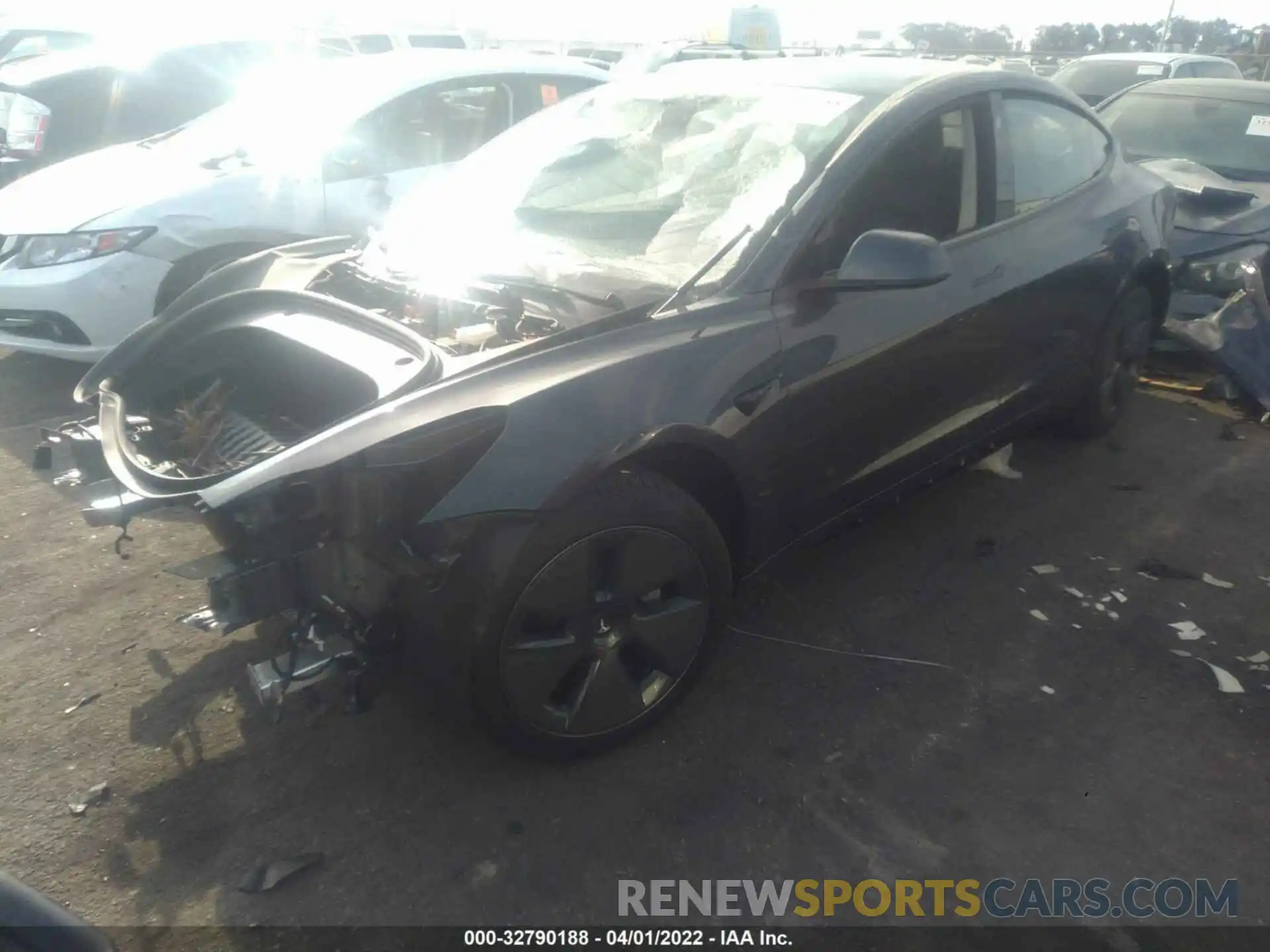 2 Photograph of a damaged car 5YJ3E1EB7NF117534 TESLA MODEL 3 2022