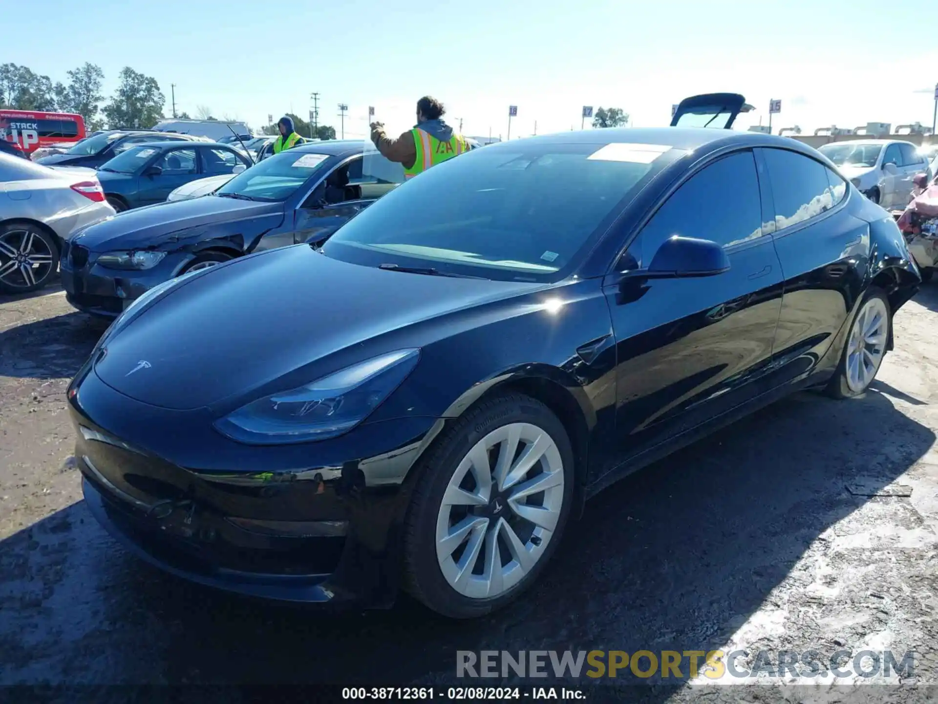 2 Photograph of a damaged car 5YJ3E1EB7NF119302 TESLA MODEL 3 2022