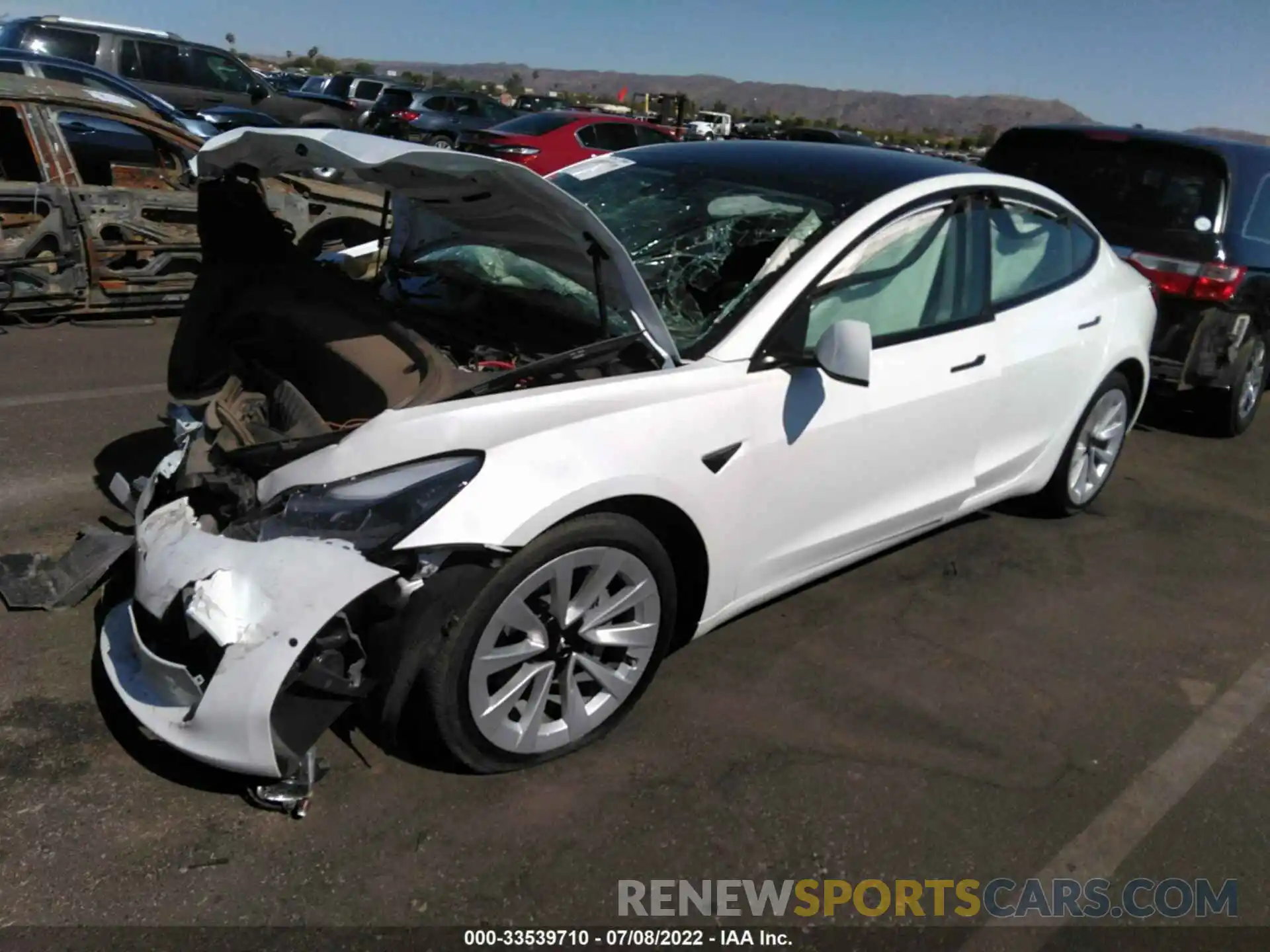 2 Photograph of a damaged car 5YJ3E1EB7NF126671 TESLA MODEL 3 2022