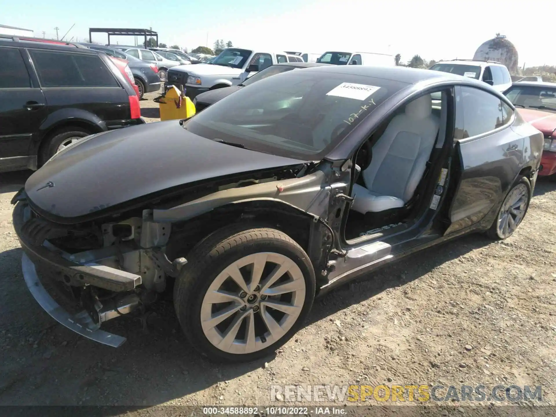 2 Photograph of a damaged car 5YJ3E1EB7NF143096 TESLA MODEL 3 2022