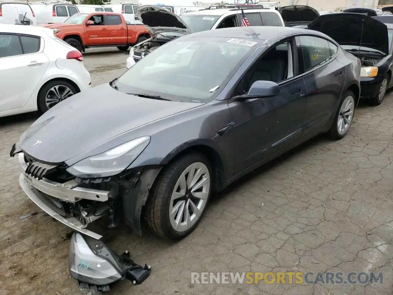 2 Photograph of a damaged car 5YJ3E1EB7NF145754 TESLA MODEL 3 2022