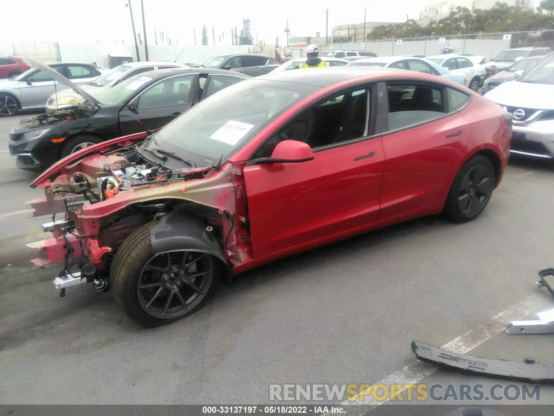 2 Photograph of a damaged car 5YJ3E1EB7NF180598 TESLA MODEL 3 2022