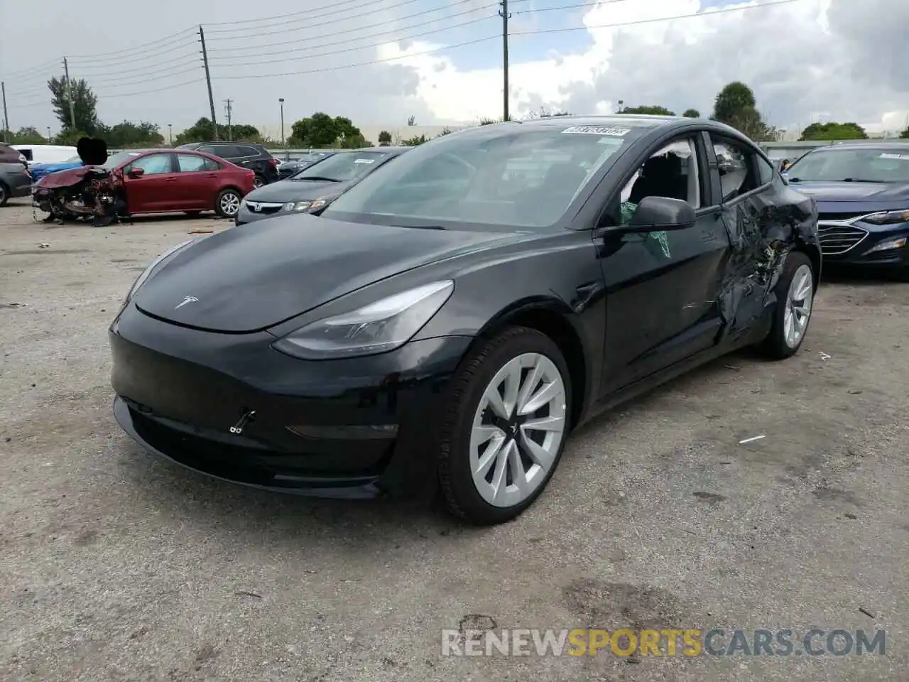 2 Photograph of a damaged car 5YJ3E1EB7NF186966 TESLA MODEL 3 2022