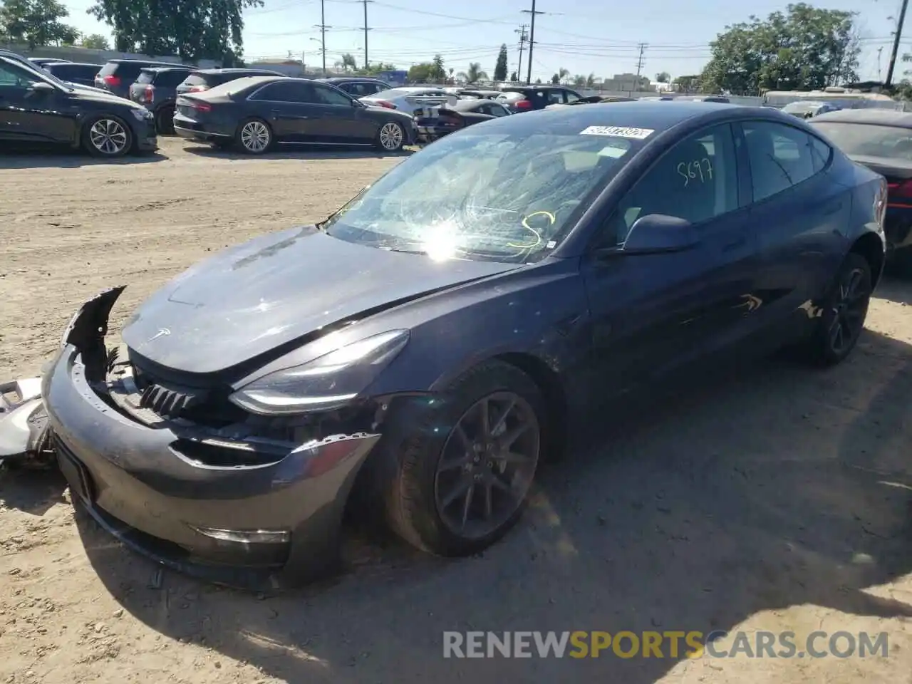 2 Photograph of a damaged car 5YJ3E1EB7NF190936 TESLA MODEL 3 2022