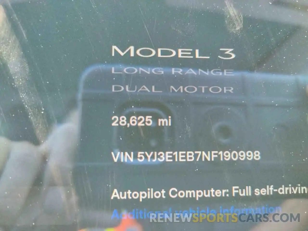 8 Фотография поврежденного автомобиля 5YJ3E1EB7NF190998 TESLA MODEL 3 2022