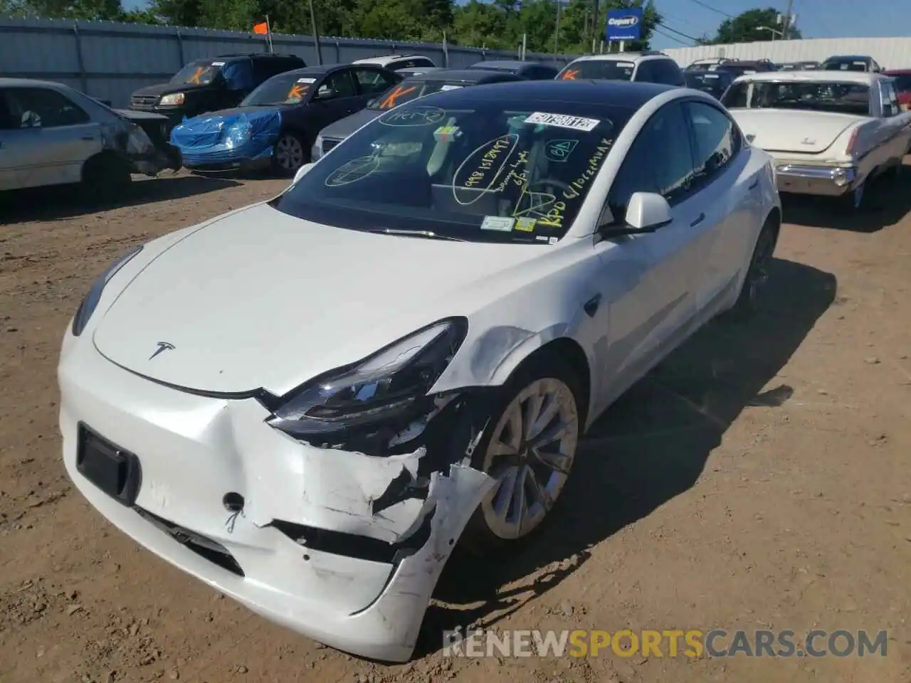 2 Photograph of a damaged car 5YJ3E1EB7NF191696 TESLA MODEL 3 2022