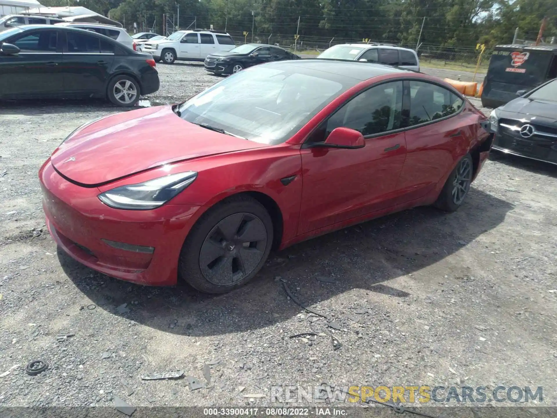 2 Photograph of a damaged car 5YJ3E1EB7NF192802 TESLA MODEL 3 2022