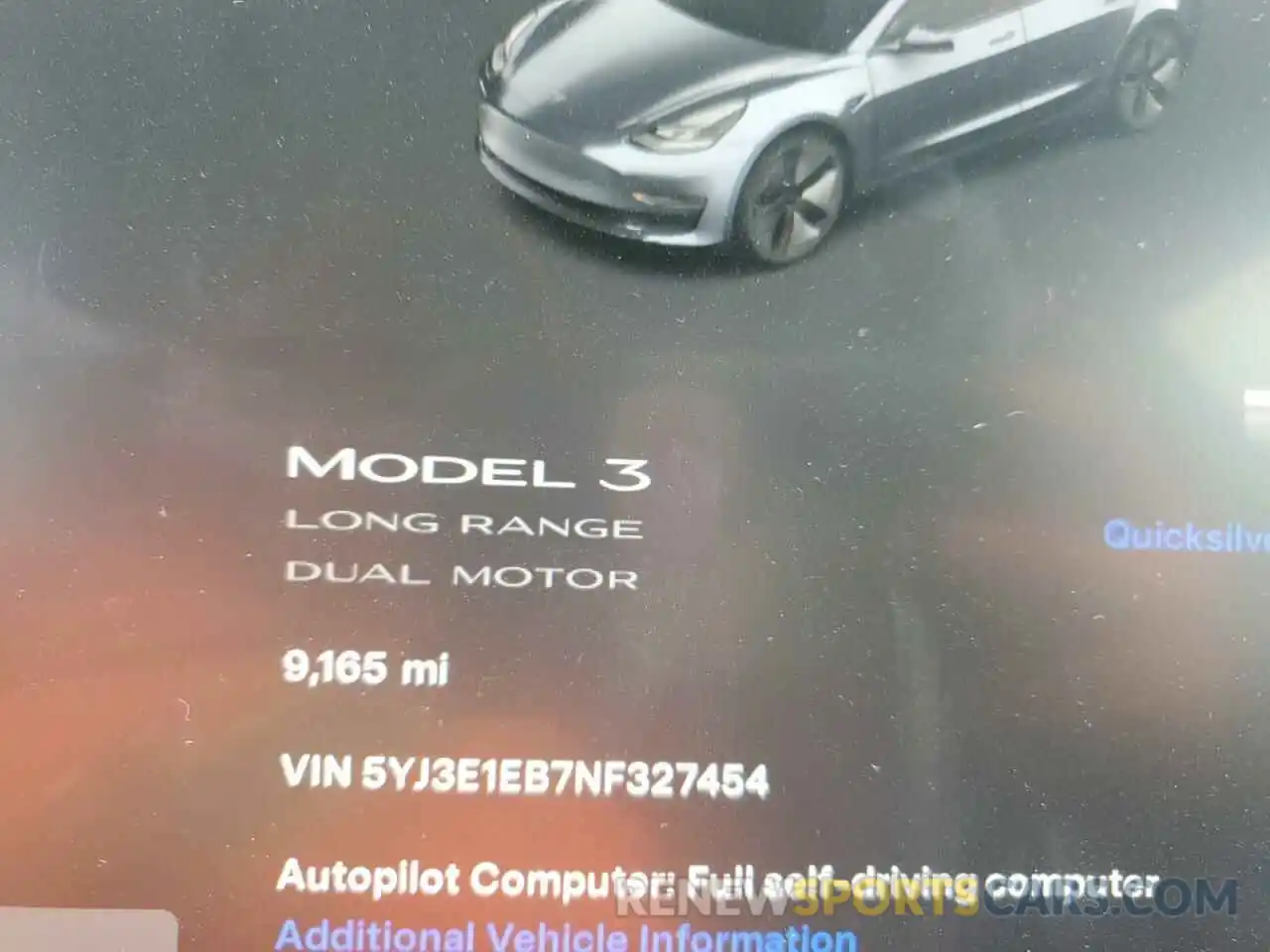 9 Фотография поврежденного автомобиля 5YJ3E1EB7NF327454 TESLA MODEL 3 2022