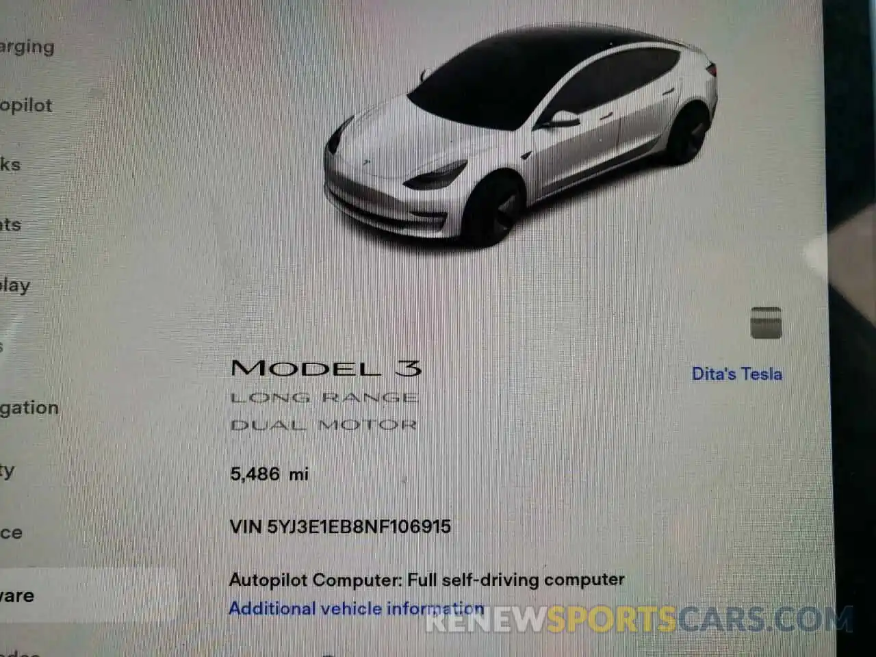 8 Фотография поврежденного автомобиля 5YJ3E1EB8NF106915 TESLA MODEL 3 2022