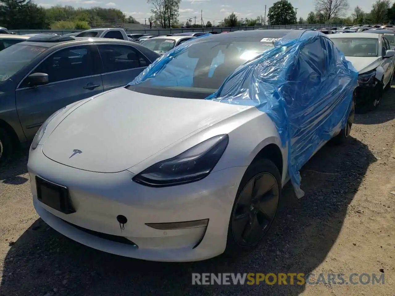 2 Photograph of a damaged car 5YJ3E1EB8NF107014 TESLA MODEL 3 2022