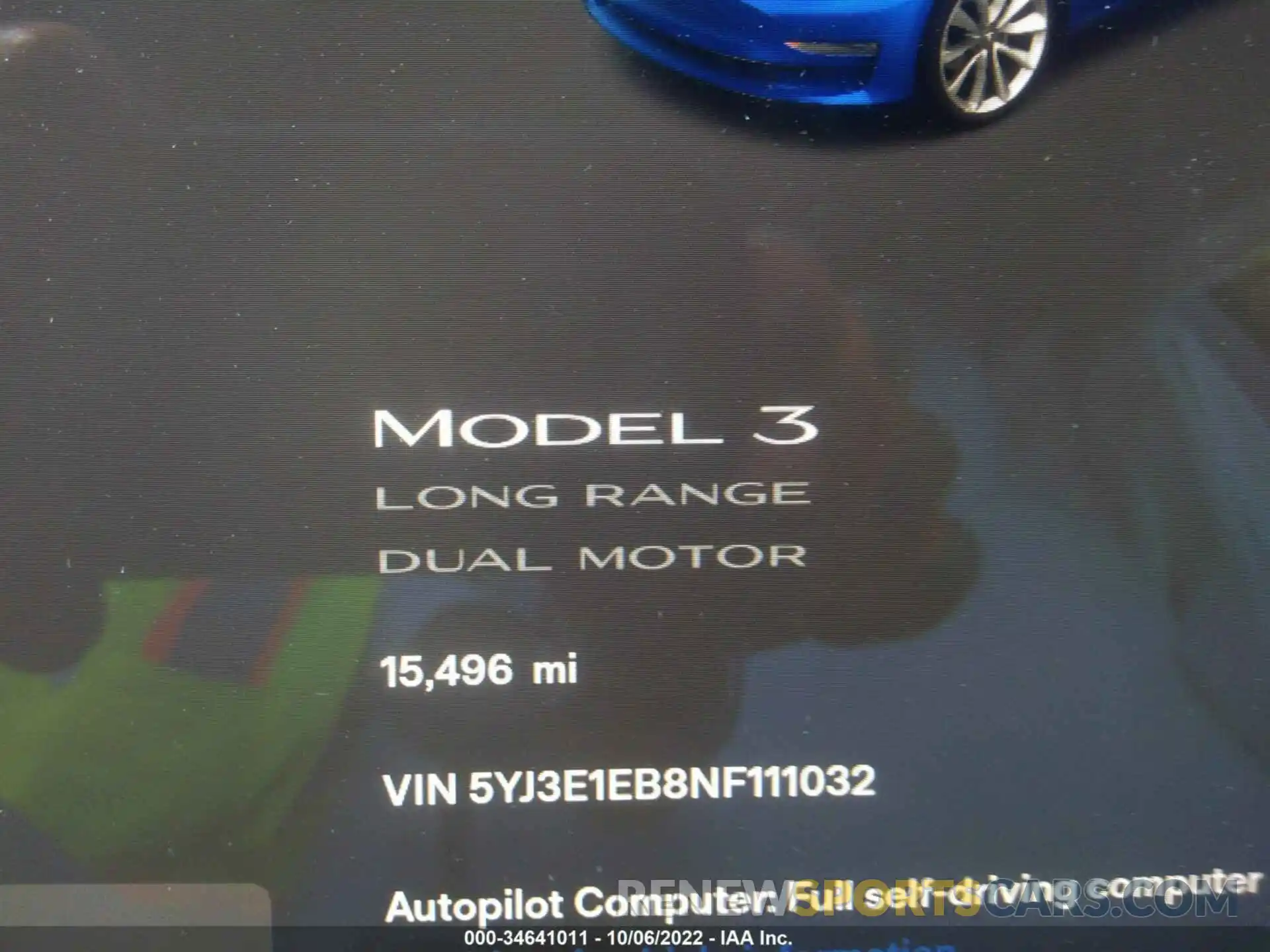 7 Photograph of a damaged car 5YJ3E1EB8NF111032 TESLA MODEL 3 2022