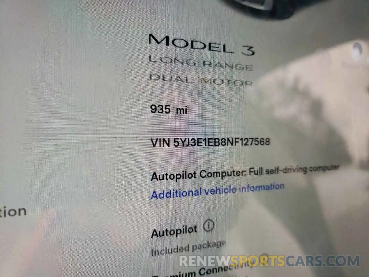 8 Фотография поврежденного автомобиля 5YJ3E1EB8NF127568 TESLA MODEL 3 2022