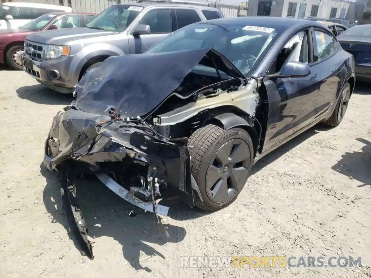 2 Photograph of a damaged car 5YJ3E1EB8NF135878 TESLA MODEL 3 2022