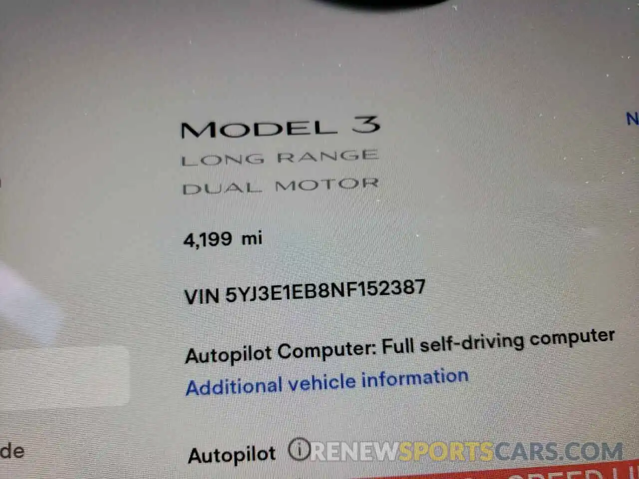 8 Photograph of a damaged car 5YJ3E1EB8NF152387 TESLA MODEL 3 2022