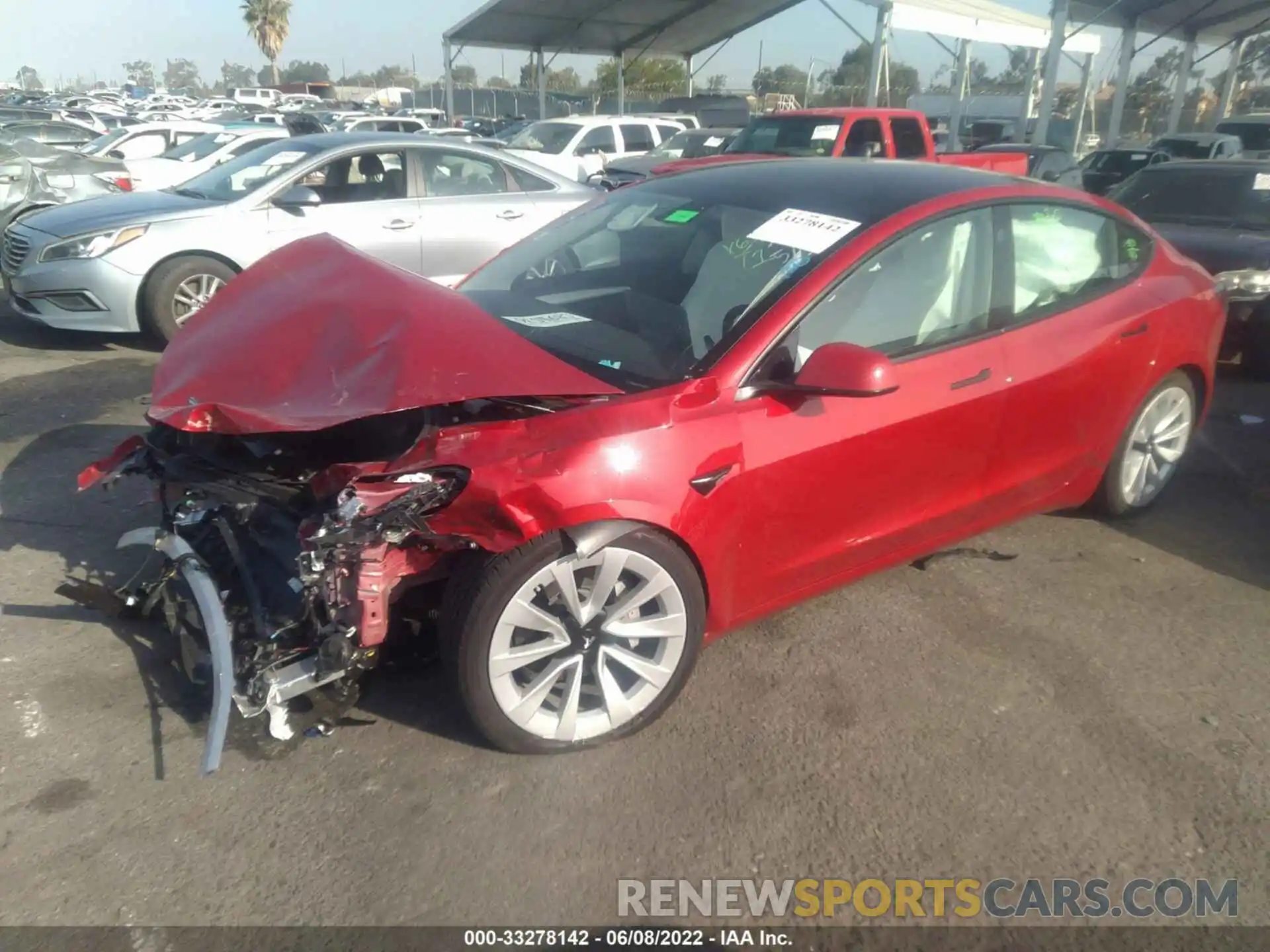 2 Photograph of a damaged car 5YJ3E1EB8NF203354 TESLA MODEL 3 2022