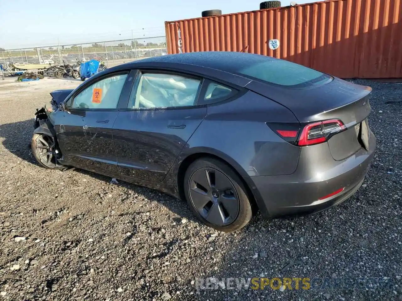 2 Photograph of a damaged car 5YJ3E1EB8NF287871 TESLA MODEL 3 2022