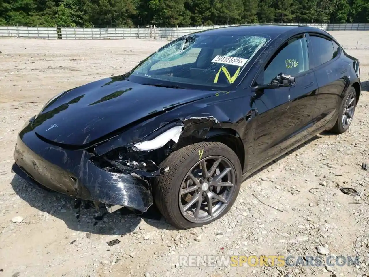 2 Photograph of a damaged car 5YJ3E1EB9NF103411 TESLA MODEL 3 2022