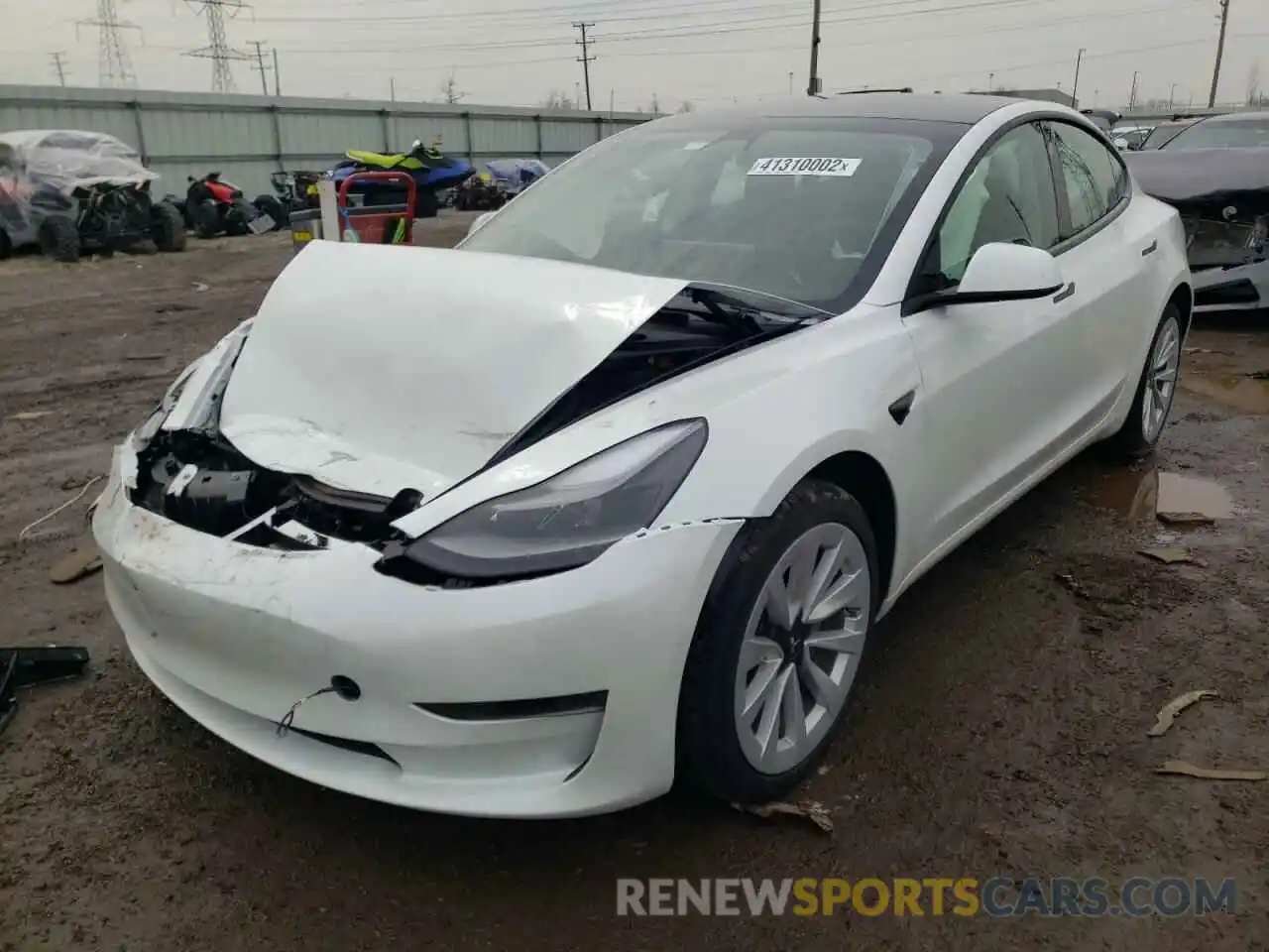 2 Photograph of a damaged car 5YJ3E1EB9NF106373 TESLA MODEL 3 2022