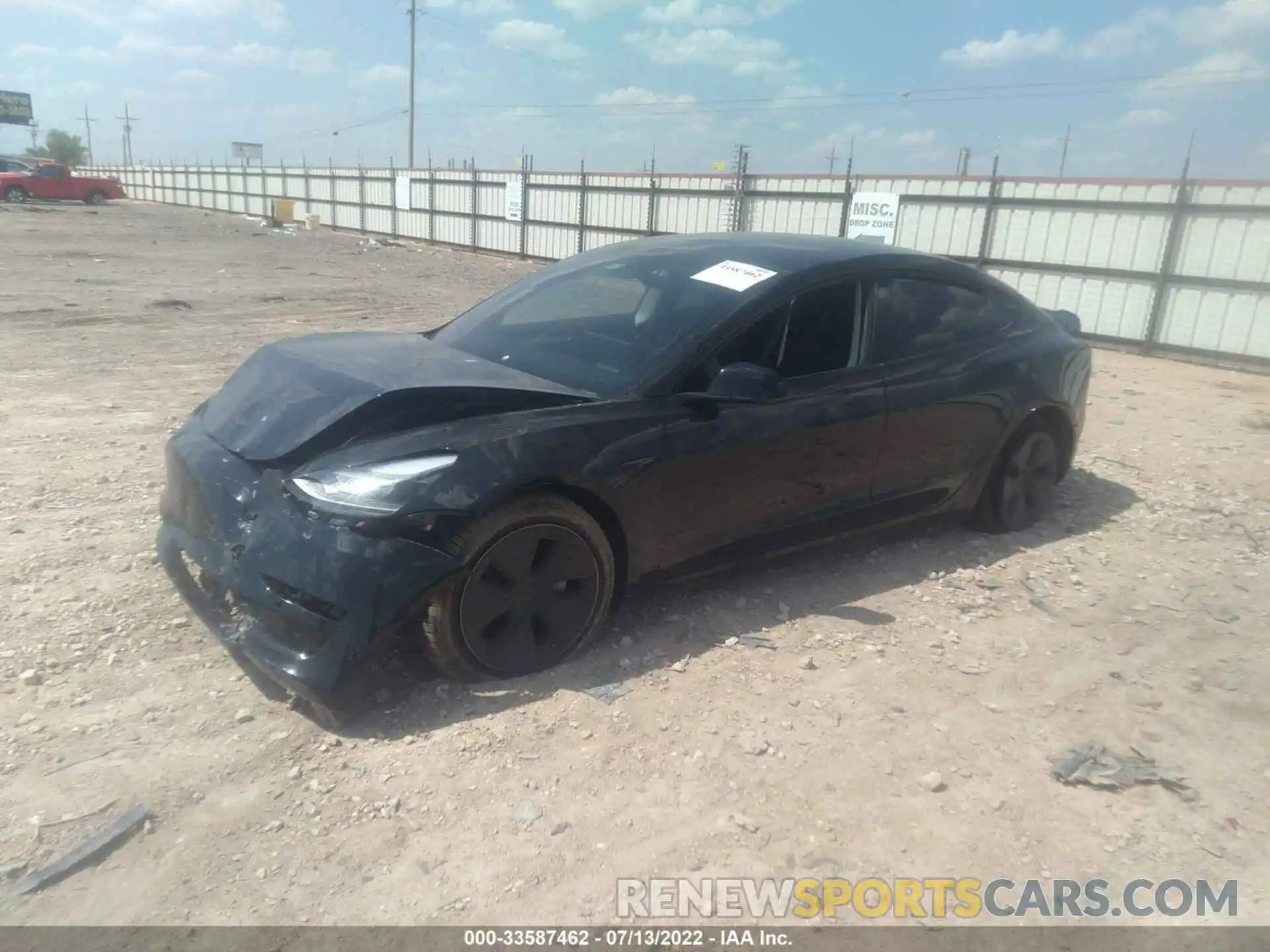 2 Photograph of a damaged car 5YJ3E1EB9NF121228 TESLA MODEL 3 2022