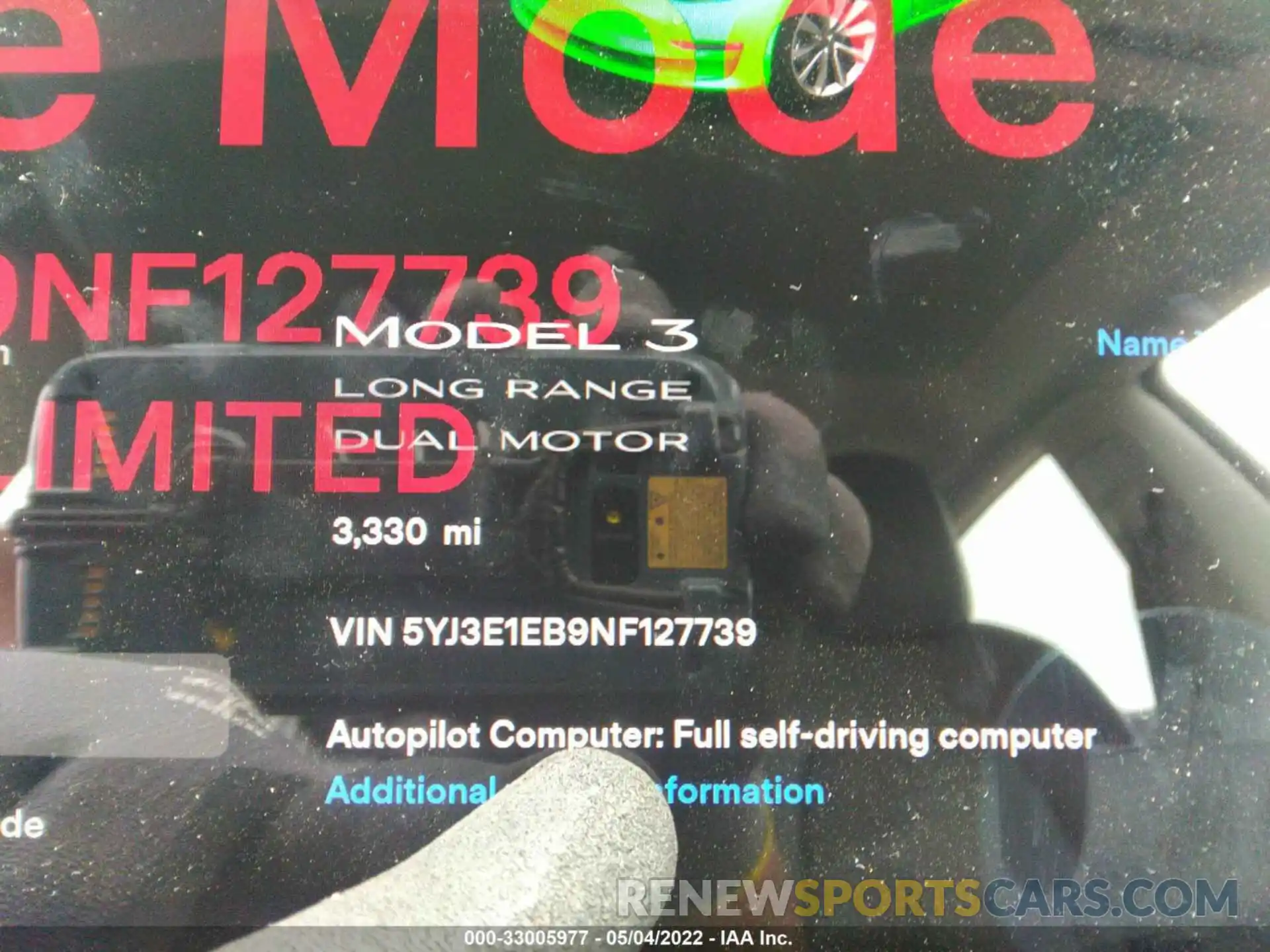 7 Photograph of a damaged car 5YJ3E1EB9NF127739 TESLA MODEL 3 2022