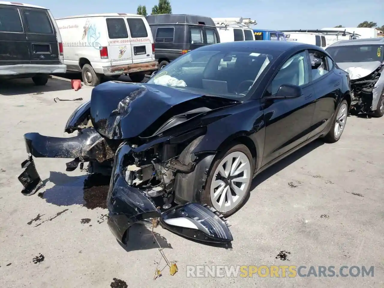 2 Photograph of a damaged car 5YJ3E1EB9NF143293 TESLA MODEL 3 2022